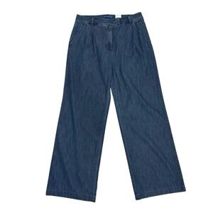 J McLaughlin Wide Leg Denim Newman Pleated Pants Womens Size 12 Lightweight